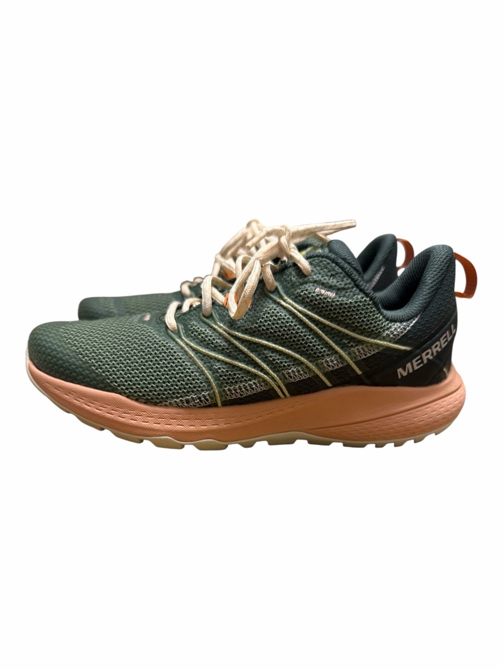 Merrell Antora 3 Trail Running Hiking Shoes Green Peach Women’s Size 8